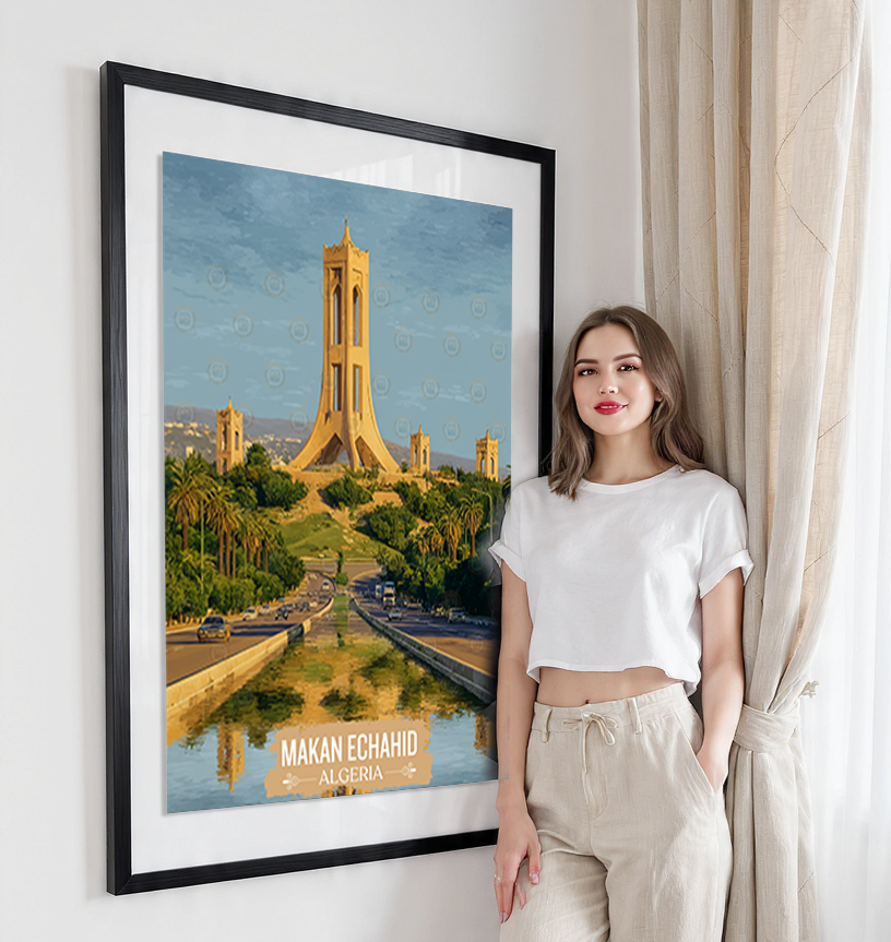 Makam Echahid - Algeria - Travel Poster Vintage Style Wall Art Print - Art Print - Travel Art Poster