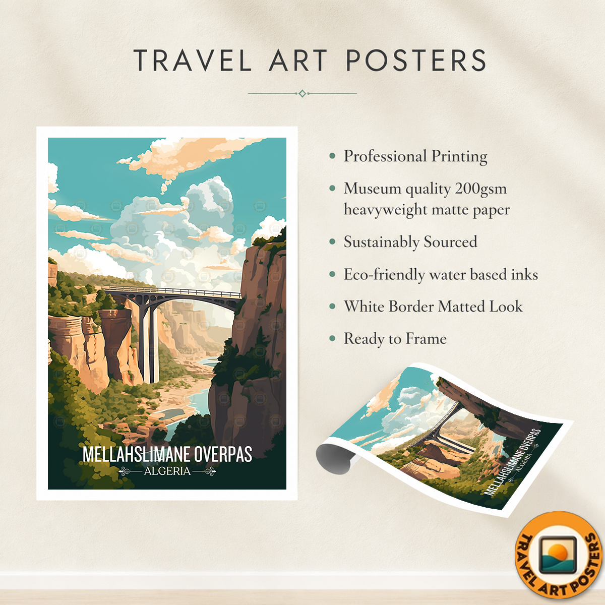 Mellahslimane Overpass - Algeria - Travel Poster Vintage Style Wall Art Print - Art Print - Travel Art Poster