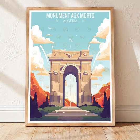 Monument Aux Morts - Algeria - Travel Poster Vintage Style Wall Art Print - Art Print - Travel Art Poster