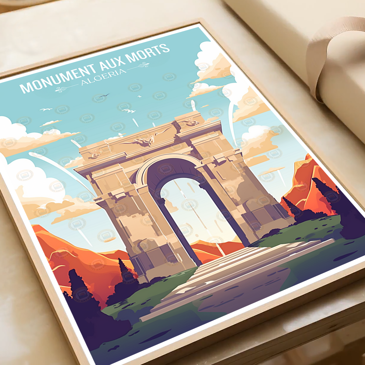 Monument Aux Morts - Algeria - Travel Poster Vintage Style Wall Art Print - Art Print - Travel Art Poster