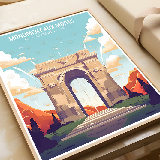 Monument Aux Morts - Algeria - Travel Poster Vintage Style Wall Art Print - Art Print - Travel Art Poster