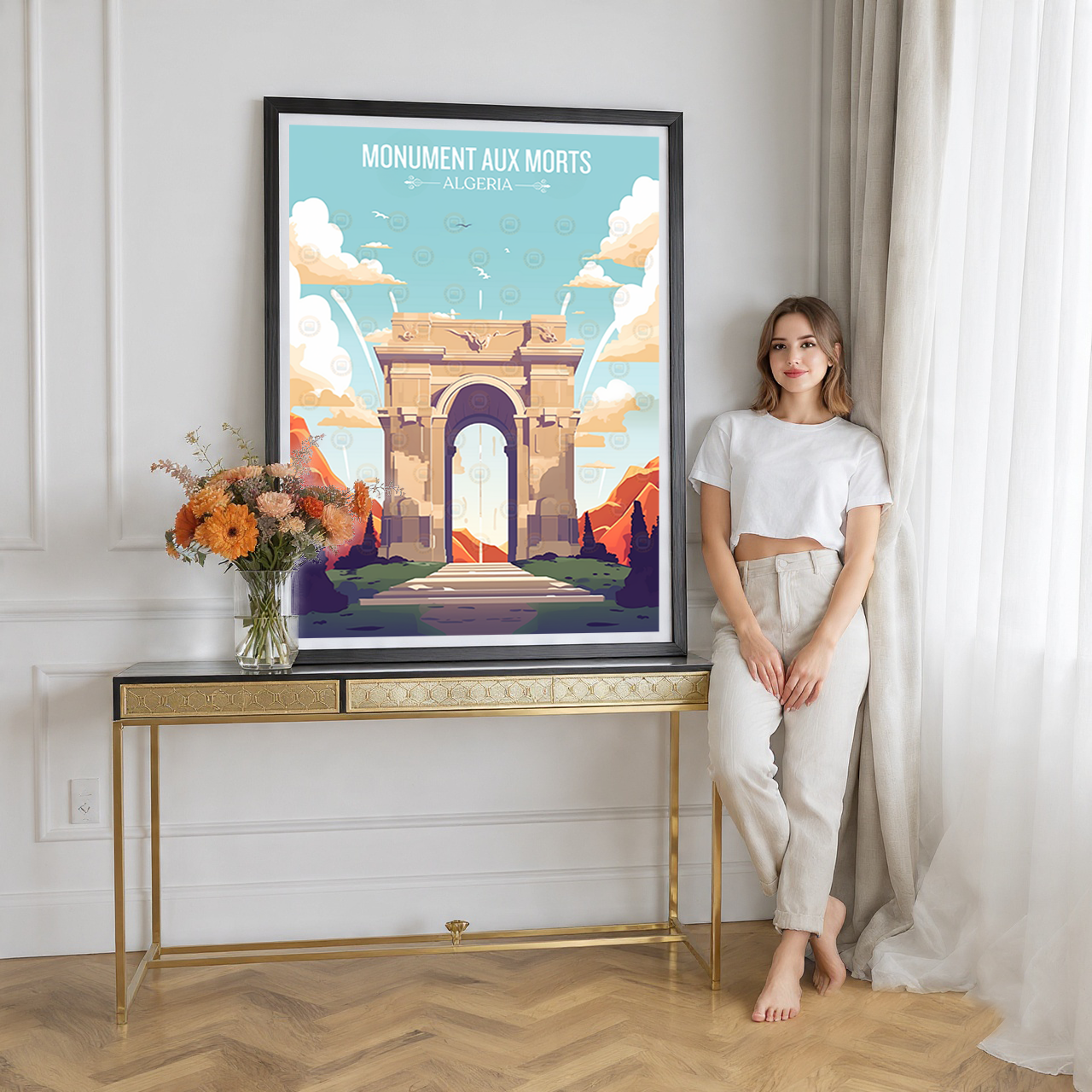 Monument Aux Morts - Algeria - Travel Poster Vintage Style Wall Art Print - Art Print - Travel Art Poster