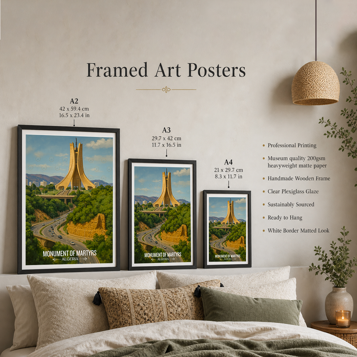 Monument of Martyrs - Algeria - Travel Poster Vintage Style Wall Art Print - Art Print - Travel Art Poster
