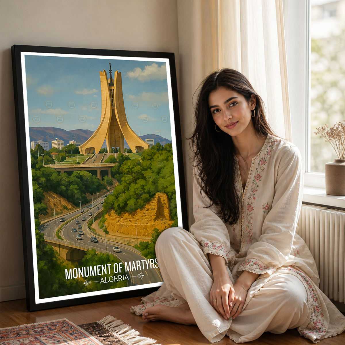 Monument of Martyrs - Algeria - Travel Poster Vintage Style Wall Art Print - Art Print - Travel Art Poster
