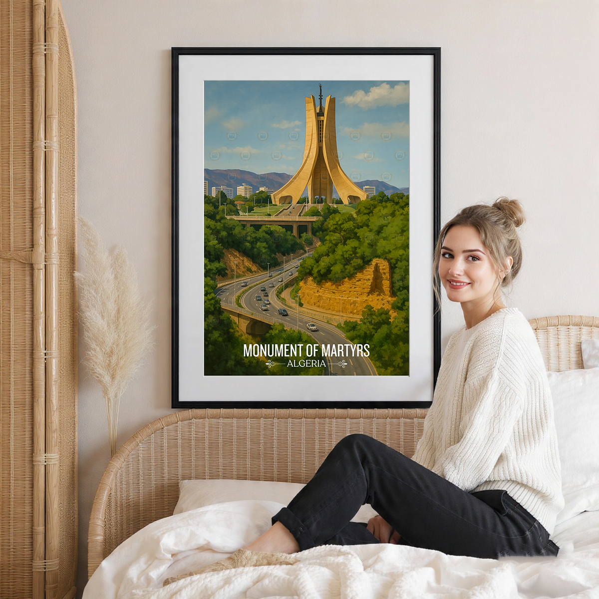 Monument of Martyrs - Algeria - Travel Poster Vintage Style Wall Art Print - Art Print - Travel Art Poster