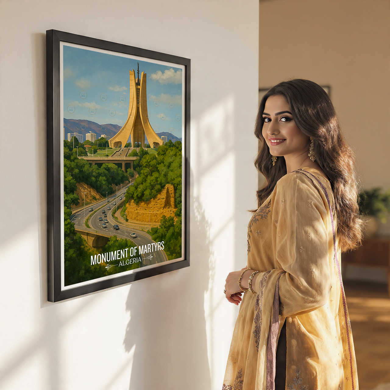 Monument of Martyrs - Algeria - Travel Poster Vintage Style Wall Art Print - Art Print - Travel Art Poster
