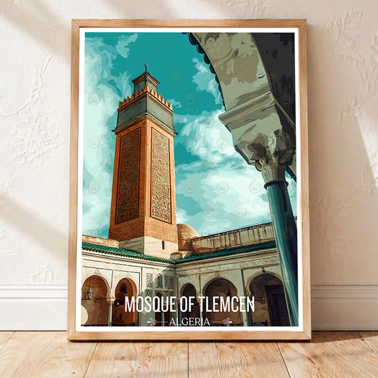 Mosque of Tlemcen - Algeria - Travel Poster Vintage Style Wall Art Print - Art Print - Travel Art Poster