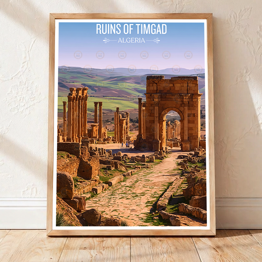 Ruins of Timgad - Algeria - Travel Poster Vintage Style Wall Art Print - Art Print - Travel Art Poster