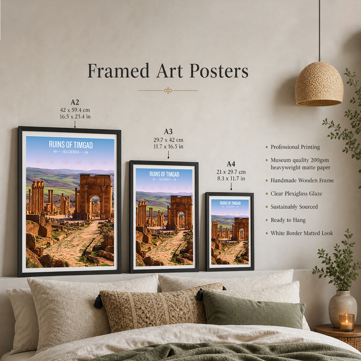 Ruins of Timgad - Algeria - Travel Poster Vintage Style Wall Art Print - Art Print - Travel Art Poster