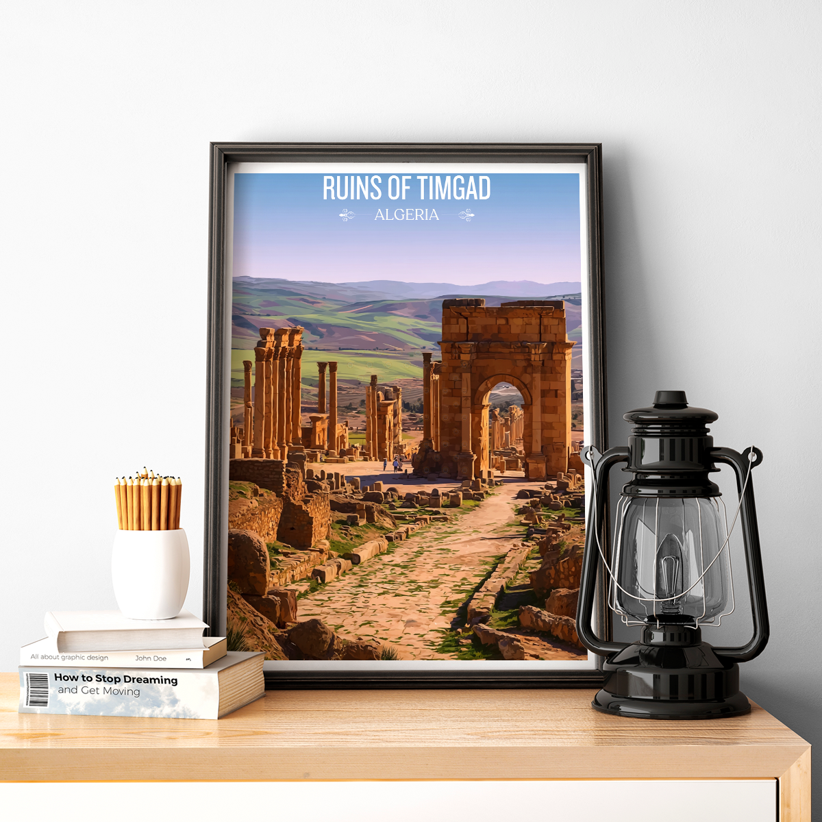 Ruins of Timgad - Algeria - Travel Poster Vintage Style Wall Art Print - Art Print - Travel Art Poster