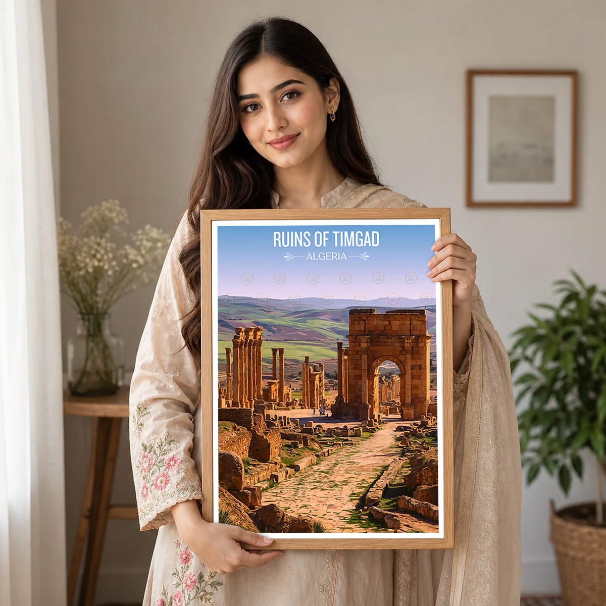 Ruins of Timgad - Algeria - Travel Poster Vintage Style Wall Art Print - Art Print - Travel Art Poster