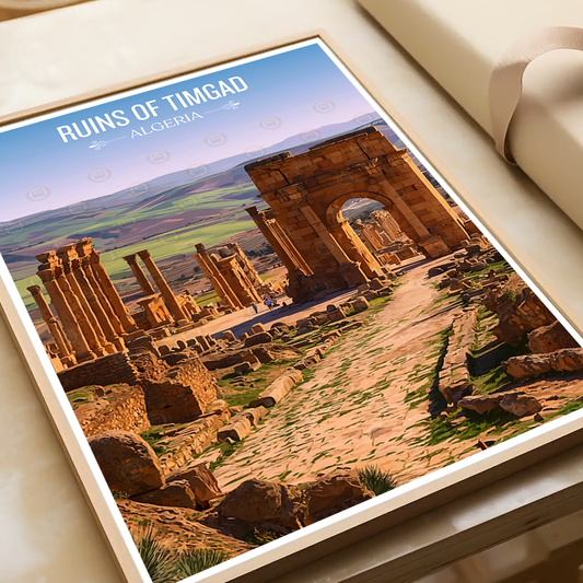 Ruins of Timgad - Algeria - Travel Poster Vintage Style Wall Art Print - Art Print - Travel Art Poster