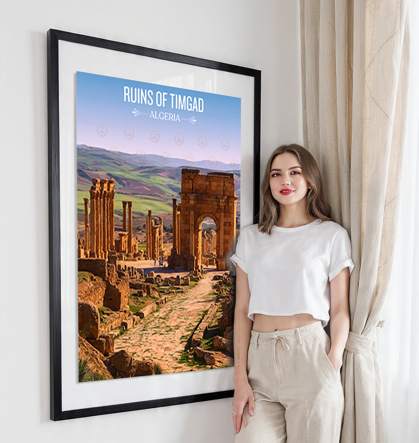 Ruins of Timgad - Algeria - Travel Poster Vintage Style Wall Art Print - Art Print - Travel Art Poster