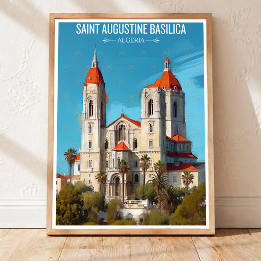 Saint Augustine Basilica - Algeria - Travel Poster Vintage Style Wall Art Print - Art Print - Travel Art Poster