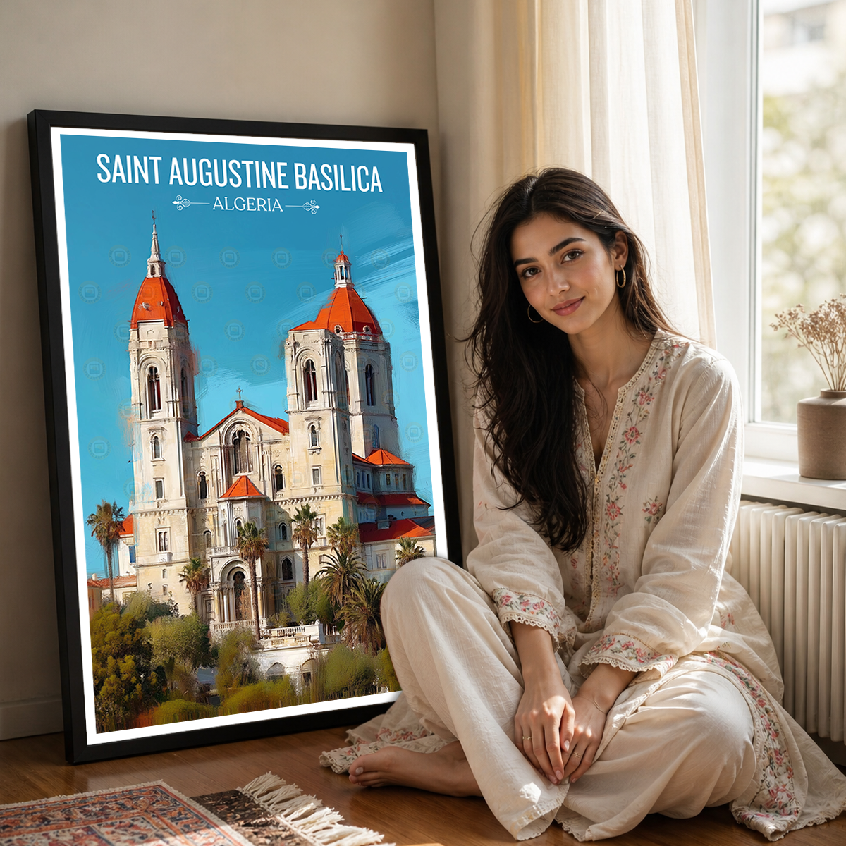 Saint Augustine Basilica - Algeria - Travel Poster Vintage Style Wall Art Print - Art Print - Travel Art Poster