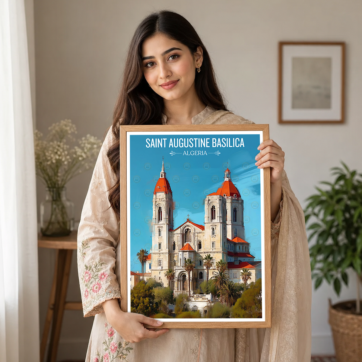 Saint Augustine Basilica - Algeria - Travel Poster Vintage Style Wall Art Print - Art Print - Travel Art Poster