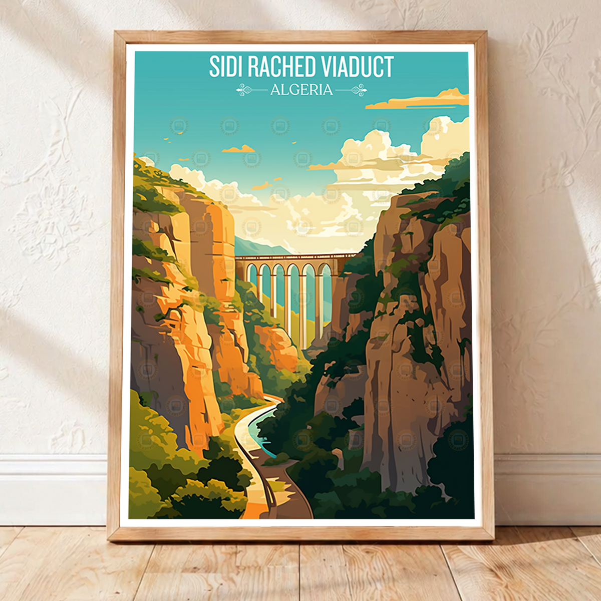 Sidi Rached Viaduct - Algeria - Travel Poster Vintage Style Wall Art Print - Art Print - Travel Art Poster