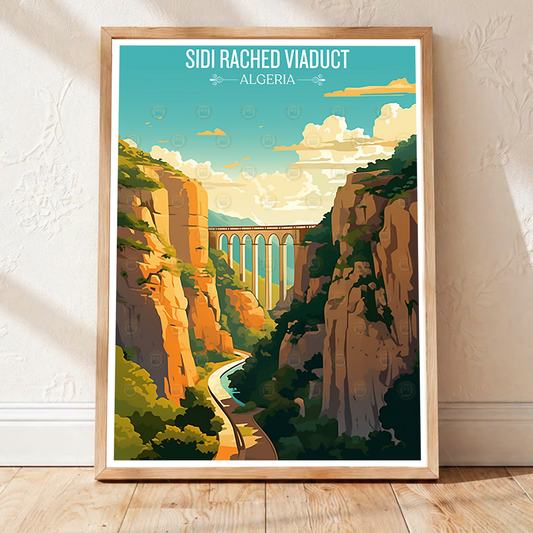 Sidi Rached Viaduct - Algeria - Travel Poster Vintage Style Wall Art Print - Art Print - Travel Art Poster