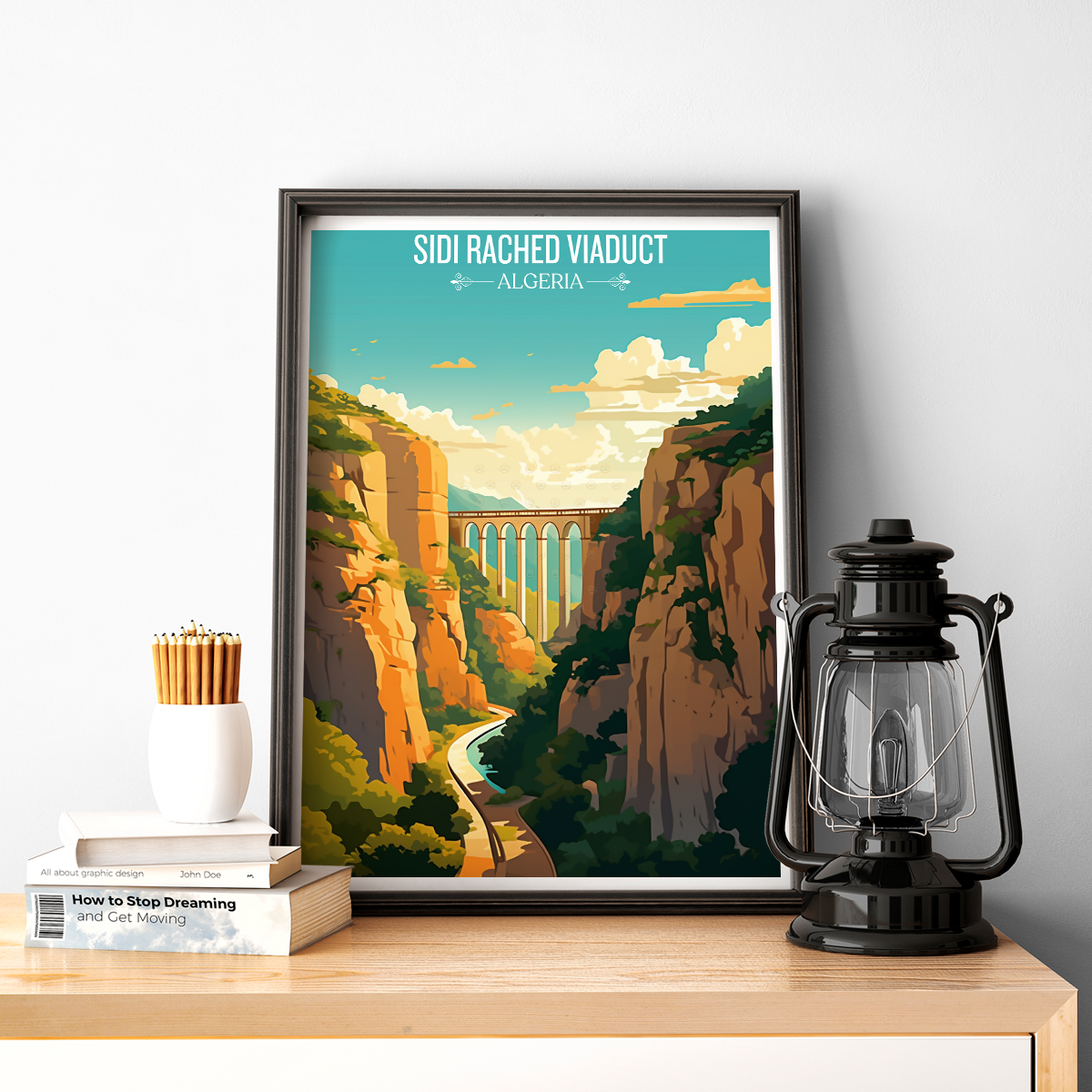 Sidi Rached Viaduct - Algeria - Travel Poster Vintage Style Wall Art Print - Art Print - Travel Art Poster
