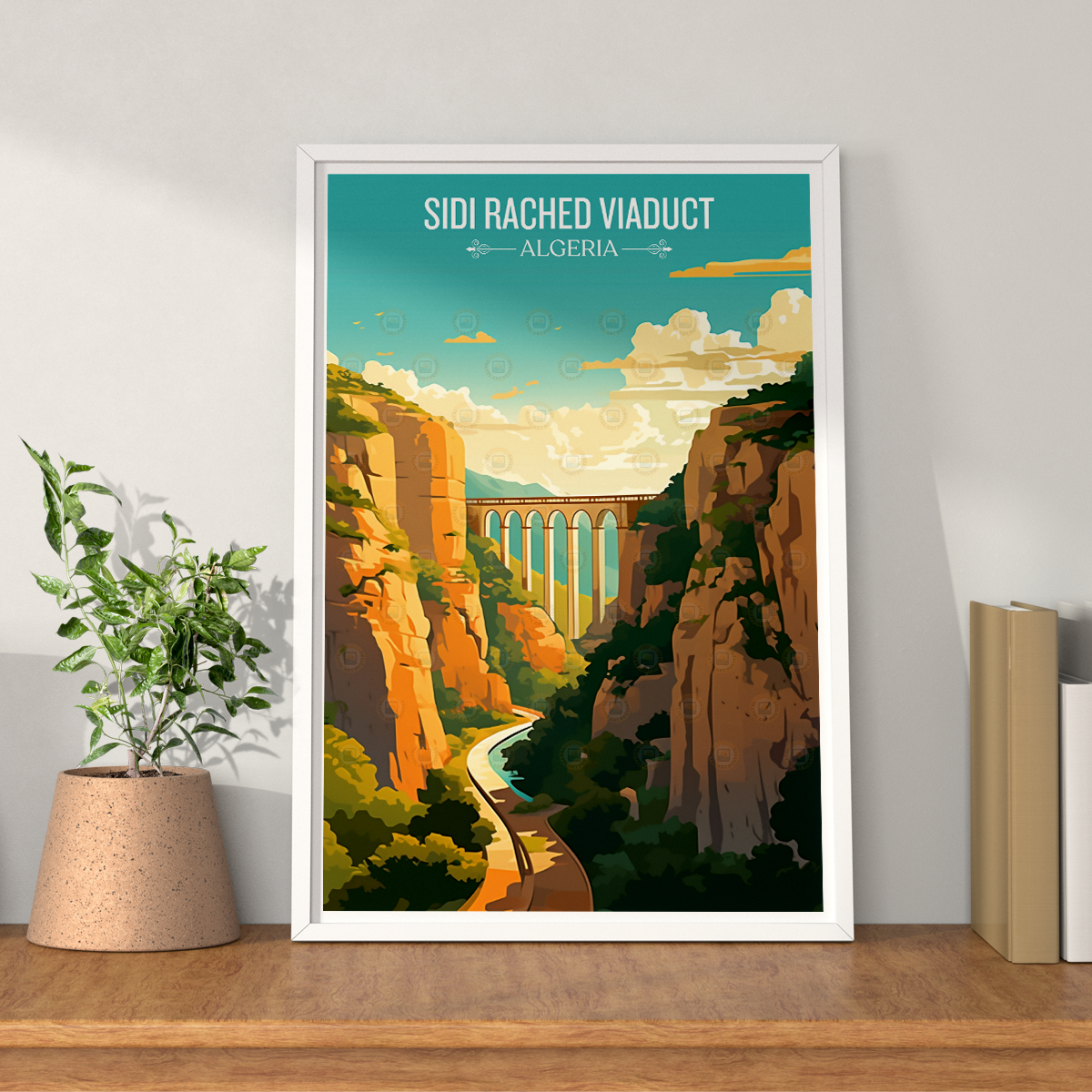 Sidi Rached Viaduct - Algeria - Travel Poster Vintage Style Wall Art Print - Art Print - Travel Art Poster