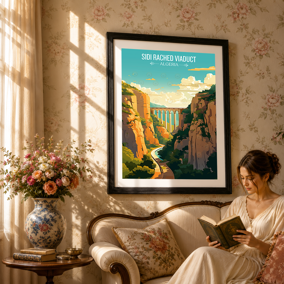 Sidi Rached Viaduct - Algeria - Travel Poster Vintage Style Wall Art Print - Art Print - Travel Art Poster