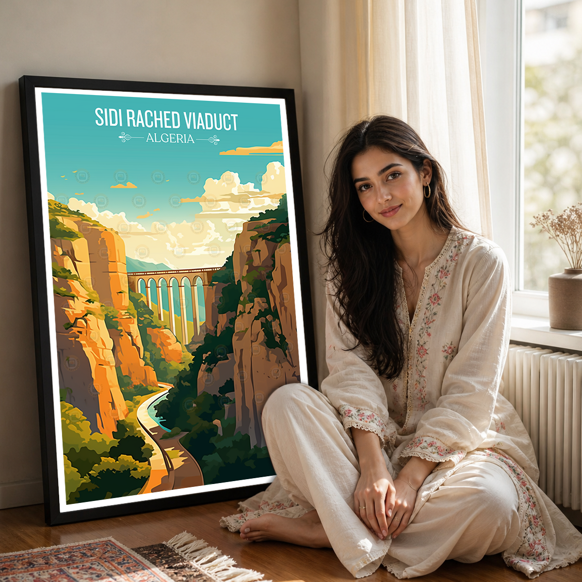Sidi Rached Viaduct - Algeria - Travel Poster Vintage Style Wall Art Print - Art Print - Travel Art Poster