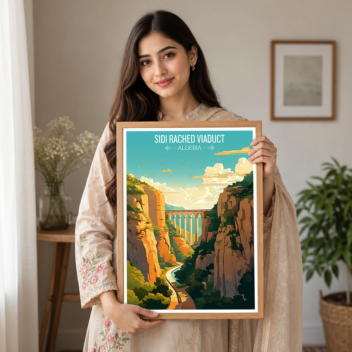 Sidi Rached Viaduct - Algeria - Travel Poster Vintage Style Wall Art Print - Art Print - Travel Art Poster