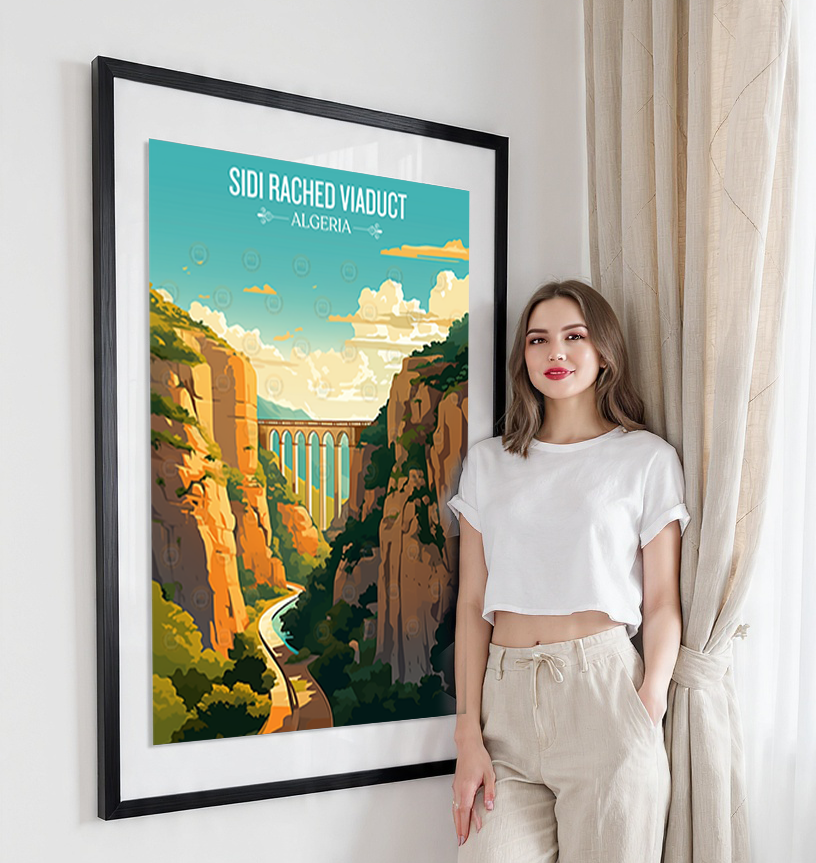 Sidi Rached Viaduct - Algeria - Travel Poster Vintage Style Wall Art Print - Art Print - Travel Art Poster