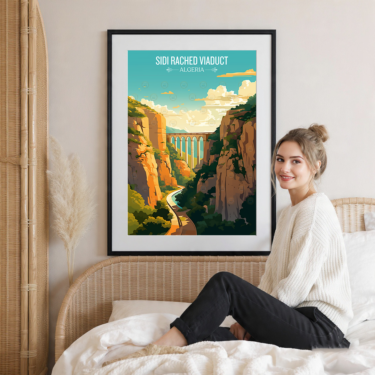 Sidi Rached Viaduct - Algeria - Travel Poster Vintage Style Wall Art Print - Art Print - Travel Art Poster