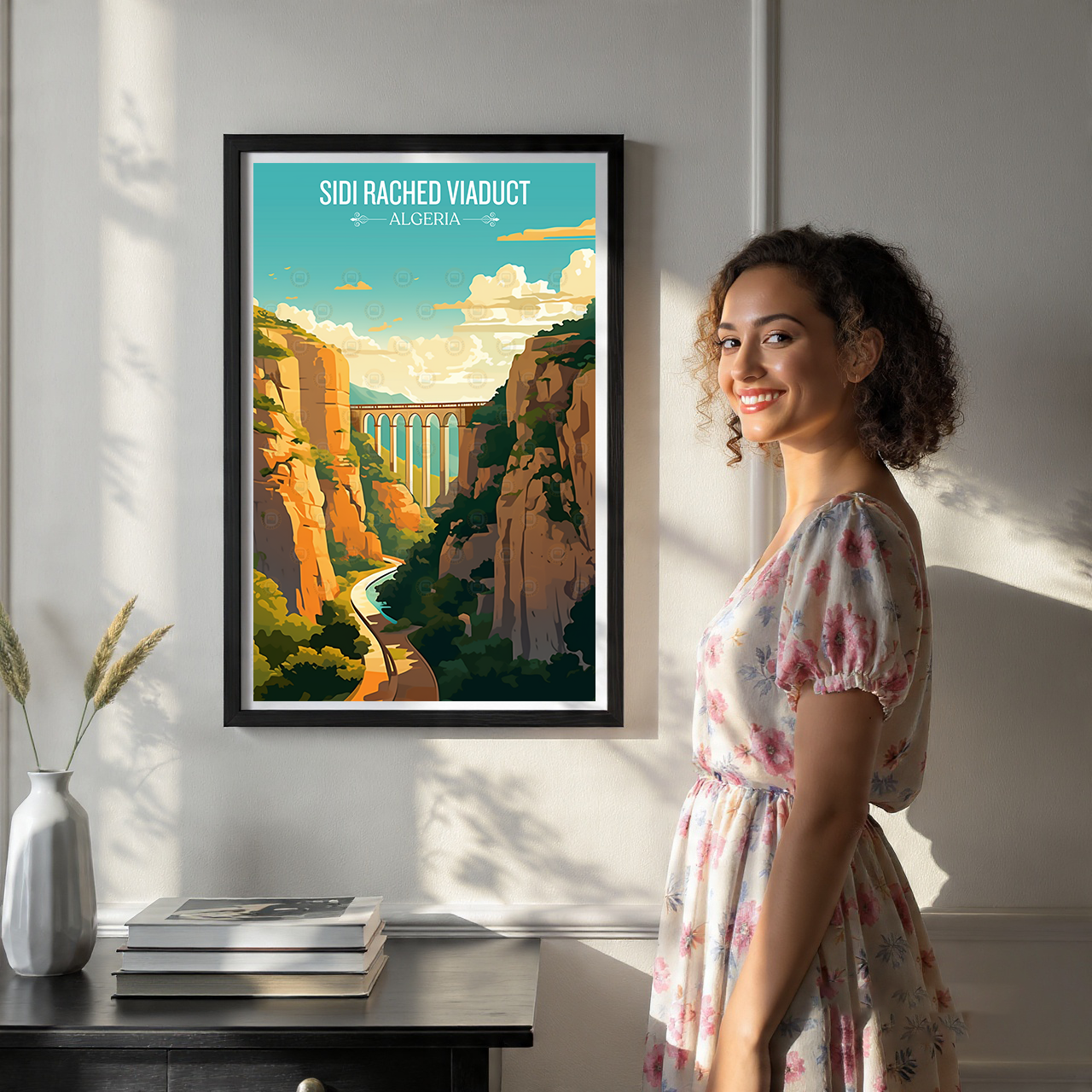 Sidi Rached Viaduct - Algeria - Travel Poster Vintage Style Wall Art Print - Art Print - Travel Art Poster