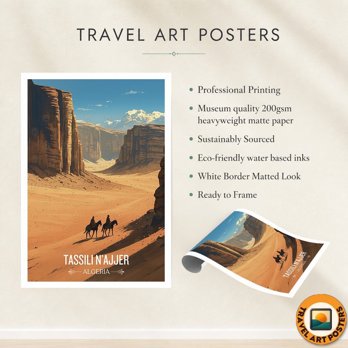 Tassili N'Ajjer - Algeria - Travel Poster Vintage Style Wall Art Print - Art Print - Travel Art Poster
