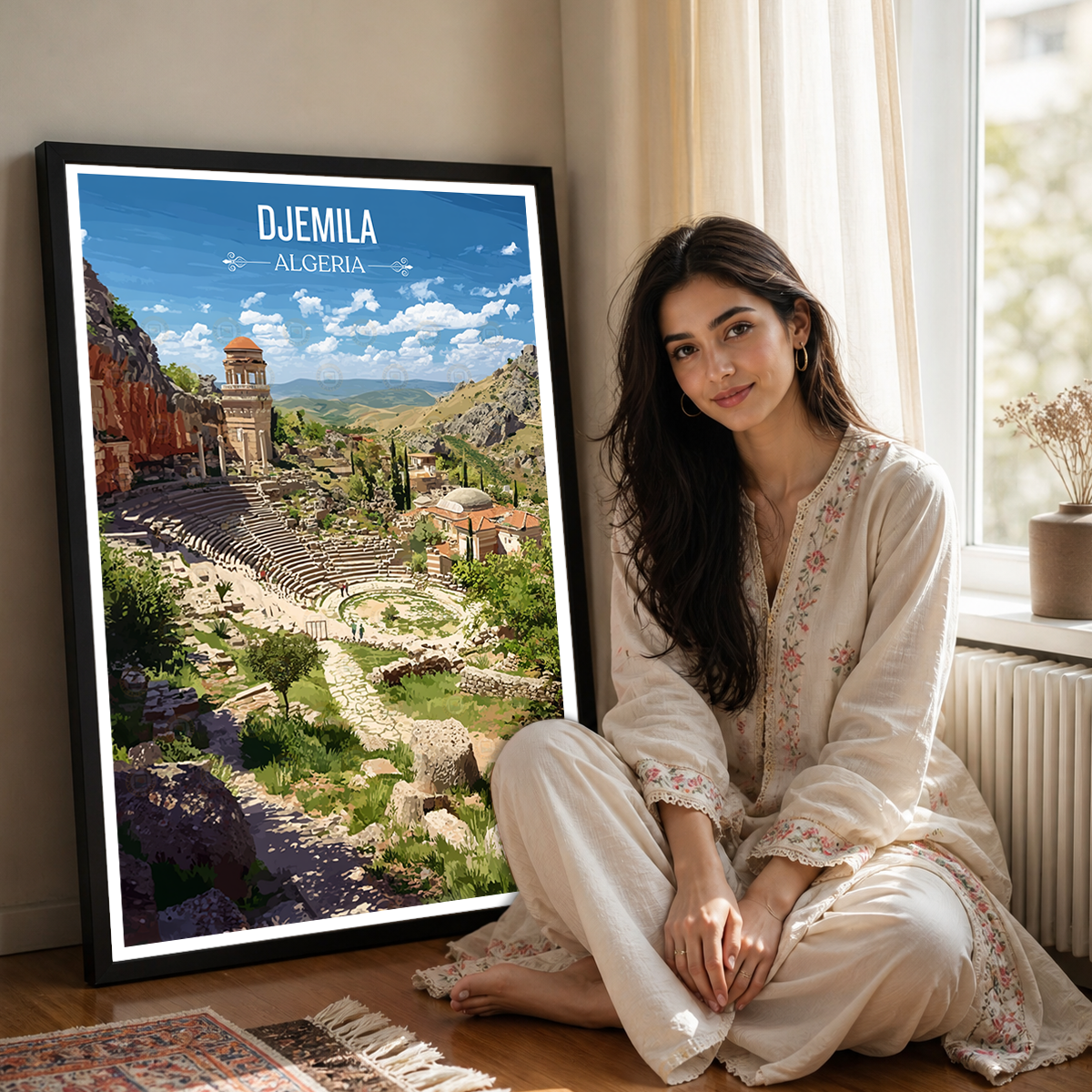 Djemila - Algeria - Travel Poster Vintage Style Wall Art Print - Art Print - Travel Art Poster