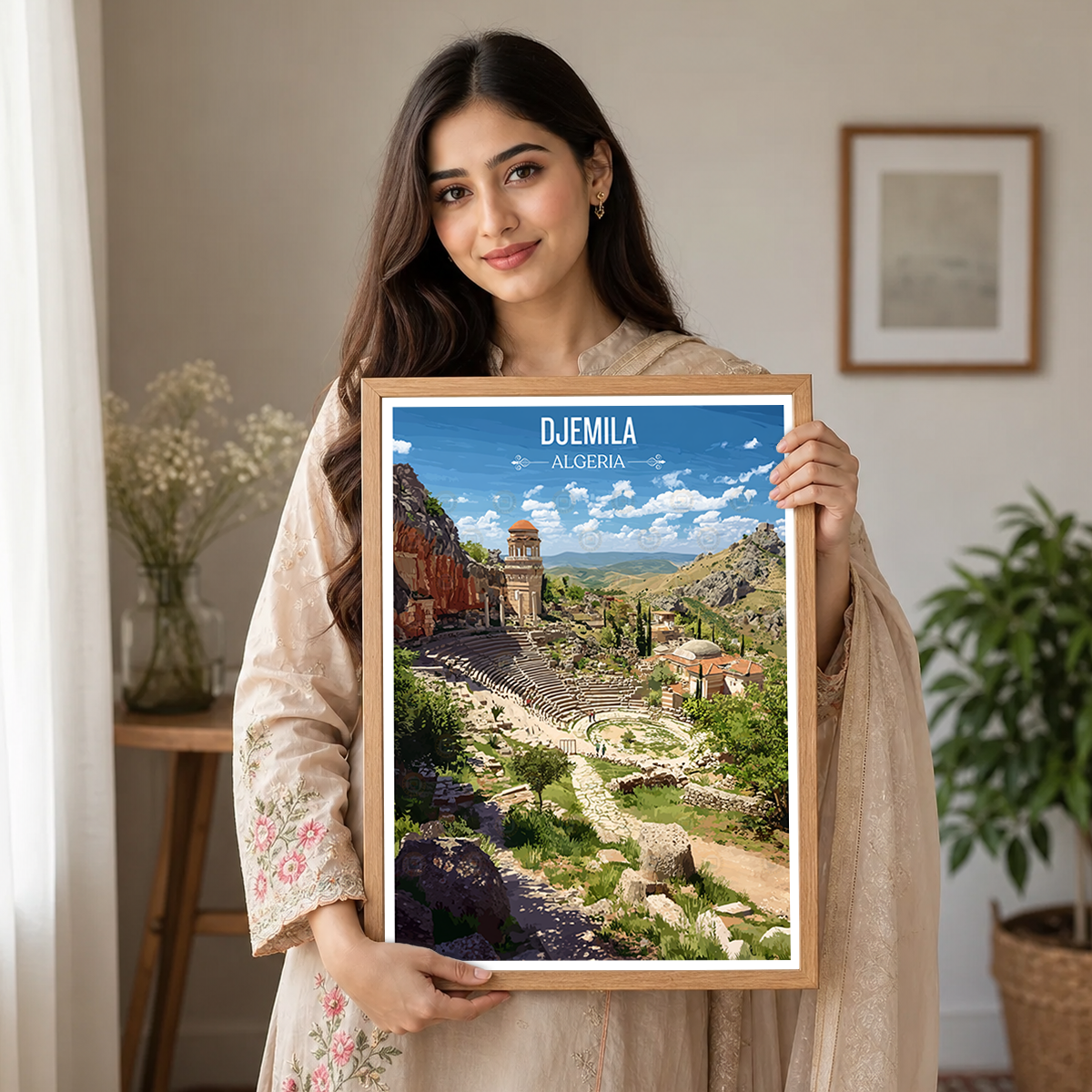 Djemila - Algeria - Travel Poster Vintage Style Wall Art Print - Art Print - Travel Art Poster