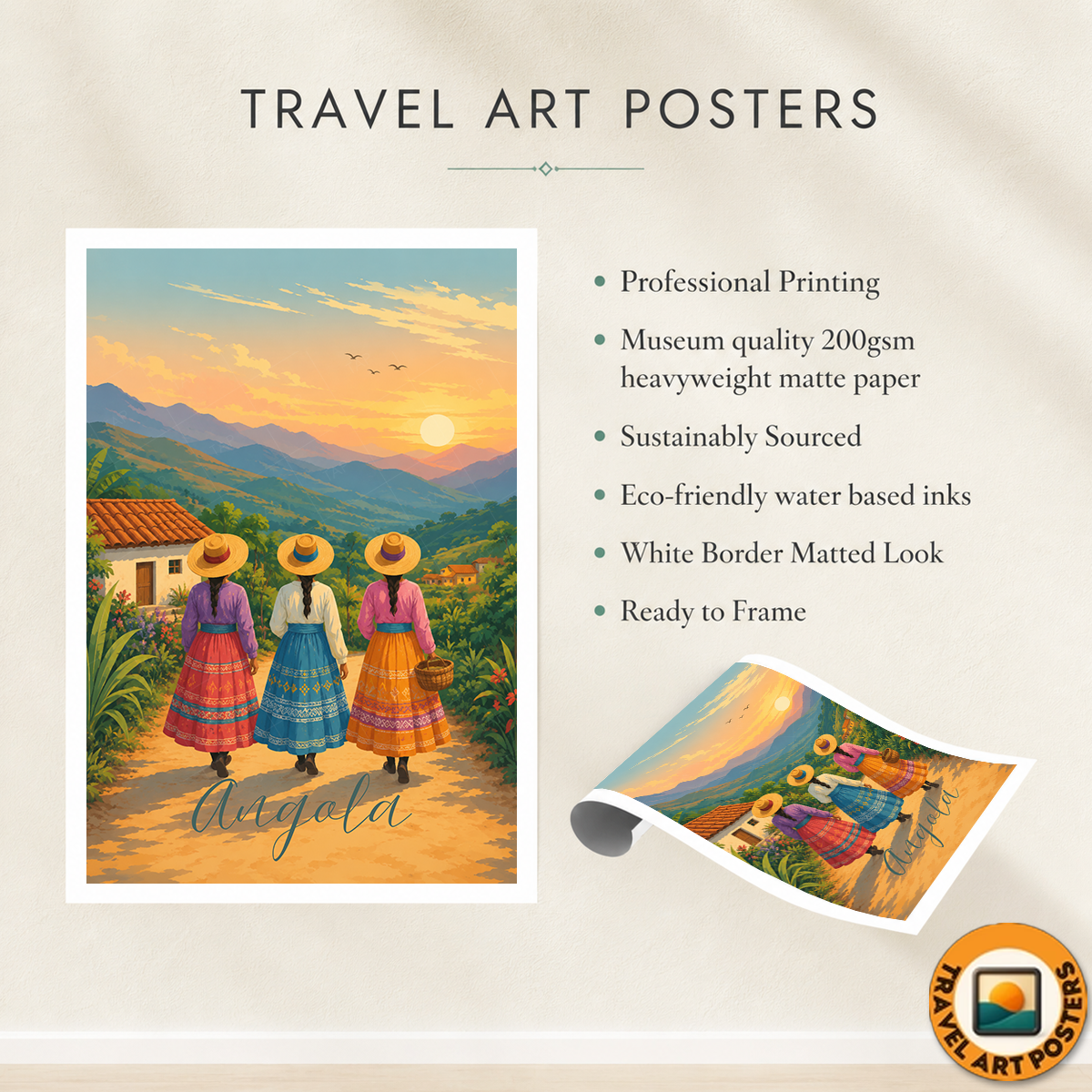 Angola - Travel Poster Vintage Style Wall Art Print - Art Print - Travel Art Poster