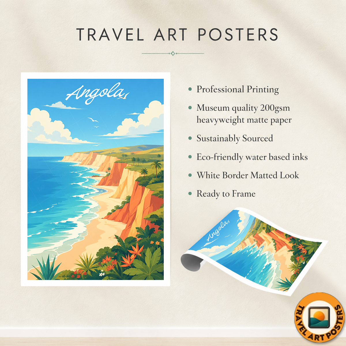 Angola - Travel Poster Vintage Style Wall Art Print - Art Print - Travel Art Poster