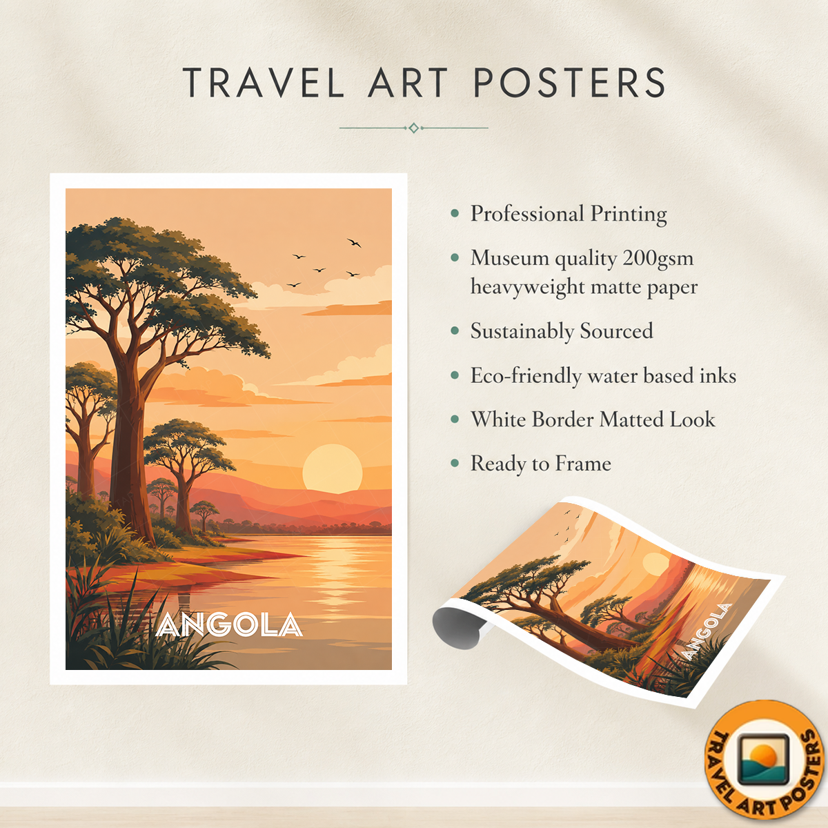 Angola - Travel Poster Vintage Style Wall Art Print - Art Print - Travel Art Poster