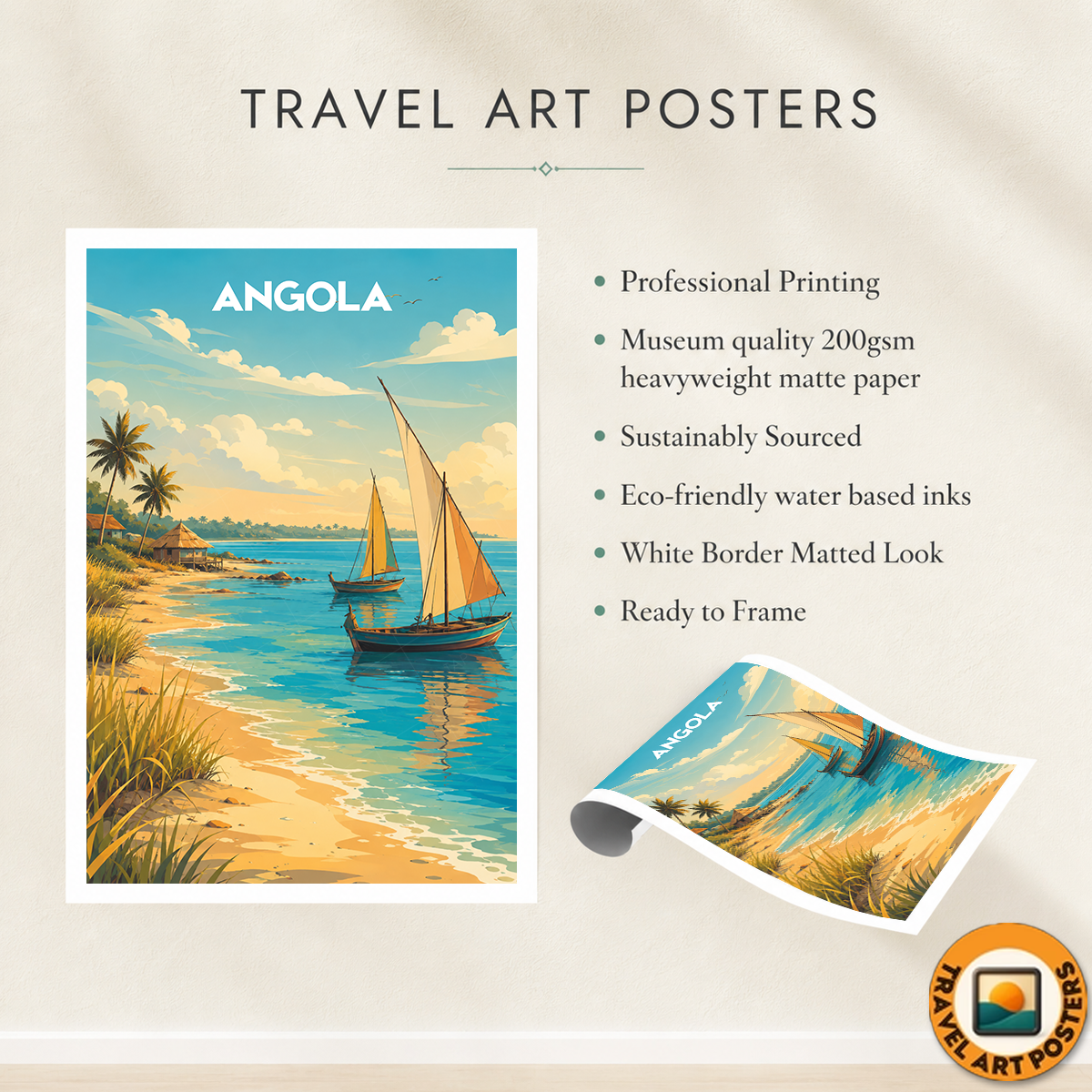 Angola - Travel Poster Vintage Style Wall Art Print - Art Print - Travel Art Poster