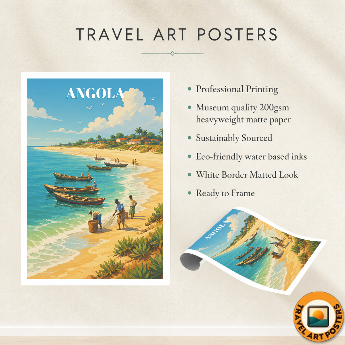 Angola - Travel Poster Vintage Style Wall Art Print - Art Print - Travel Art Poster