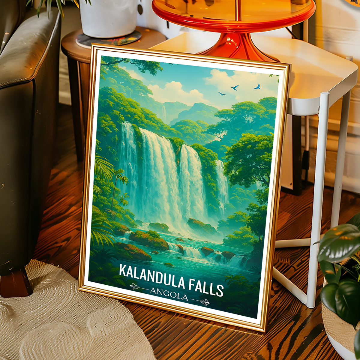 Kalandula Falls - Angola - Travel Poster Vintage Style Wall Art Print - Art Print - Travel Art Poster