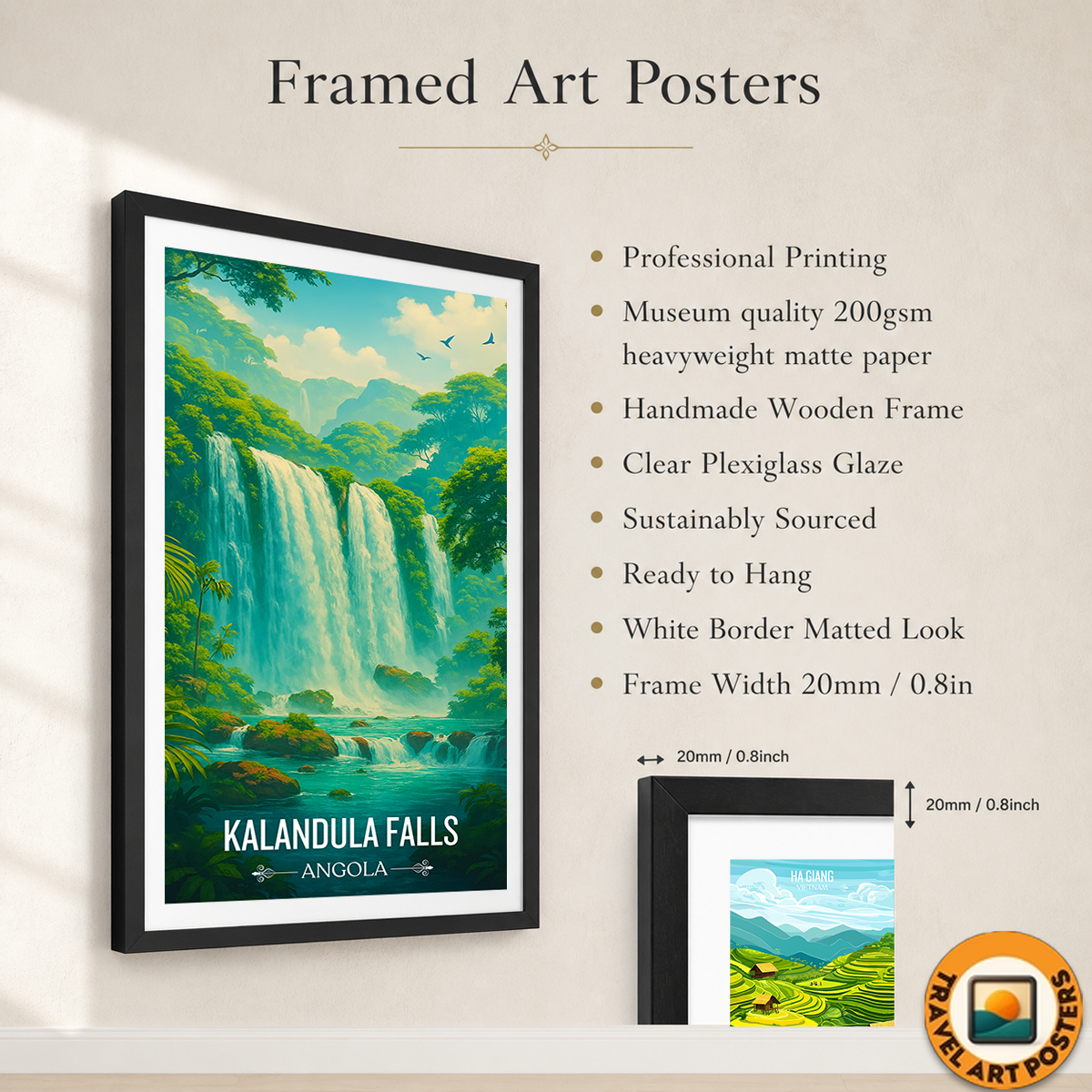 Kalandula Falls - Angola - Travel Poster Vintage Style Wall Art Print - Art Print - Travel Art Poster