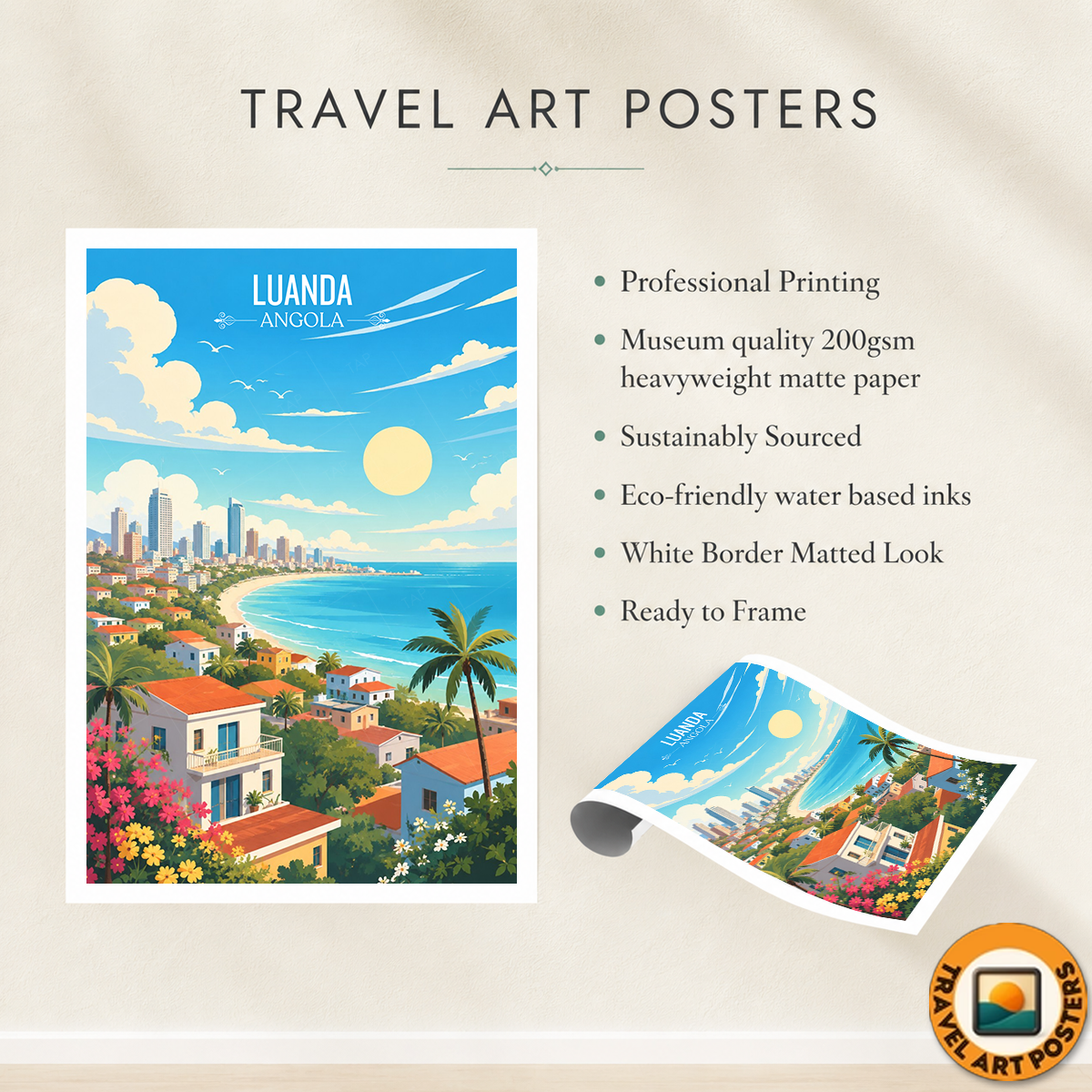 Luanda - Angola - Travel Poster Vintage Style Wall Art Print - Art Print - Travel Art Poster