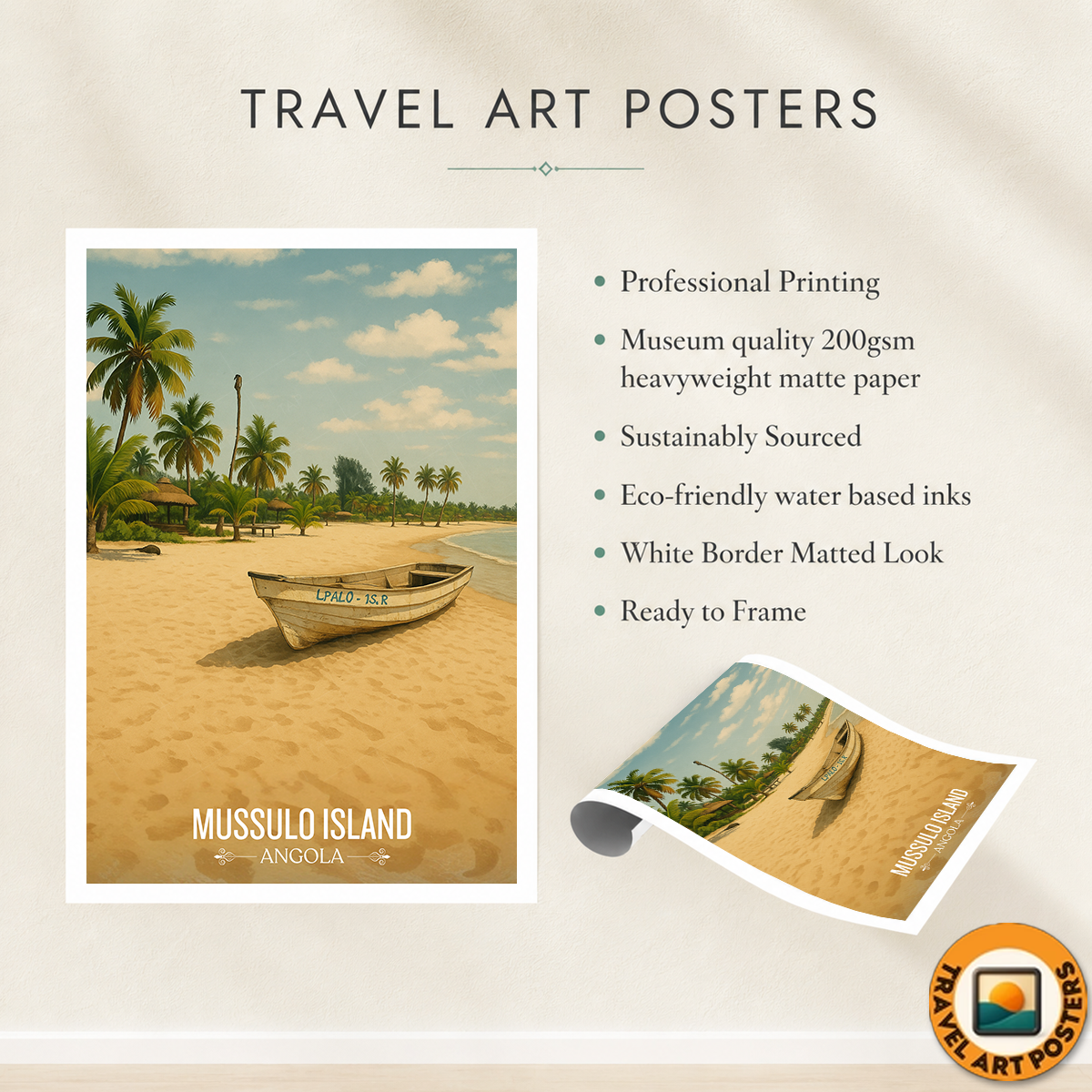 Mussulo Island - Angola - Travel Poster Vintage Style Wall Art Print - Art Print - Travel Art Poster