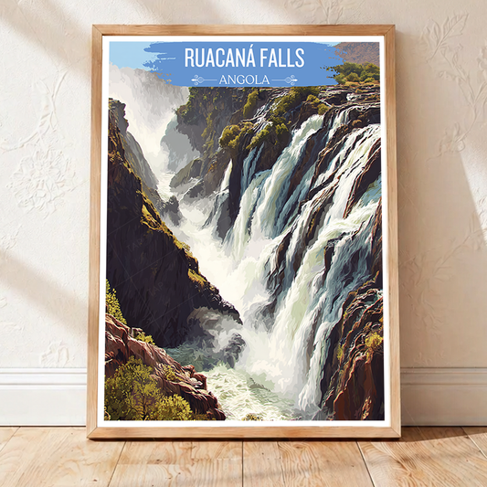 Ruacaná Falls - Angola - Travel Poster Vintage Style Wall Art Print - Art Print - Travel Art Poster