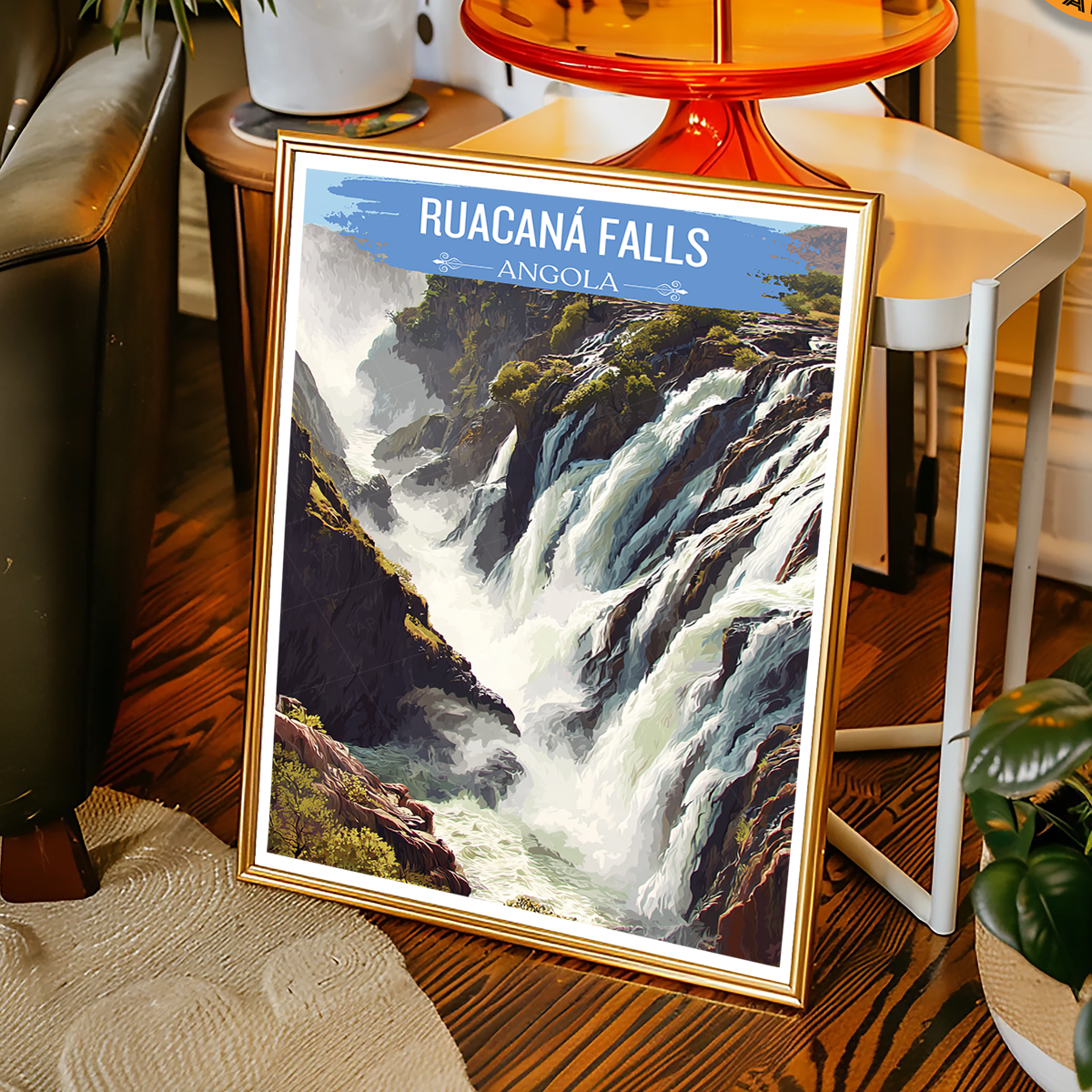 Ruacaná Falls - Angola - Travel Poster Vintage Style Wall Art Print - Art Print - Travel Art Poster
