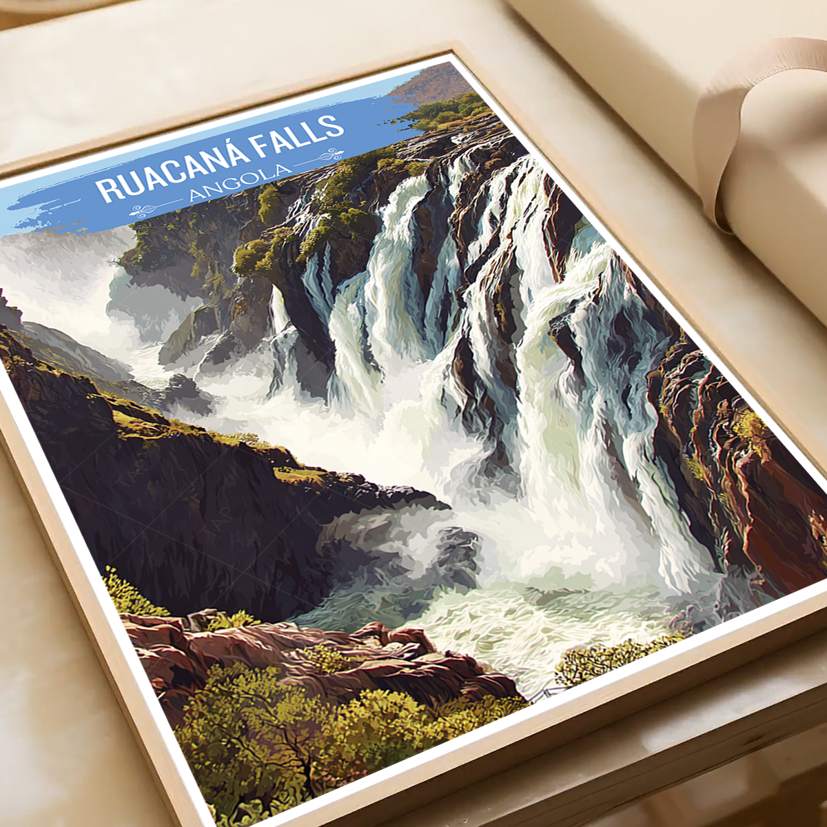 Ruacaná Falls - Angola - Travel Poster Vintage Style Wall Art Print - Art Print - Travel Art Poster