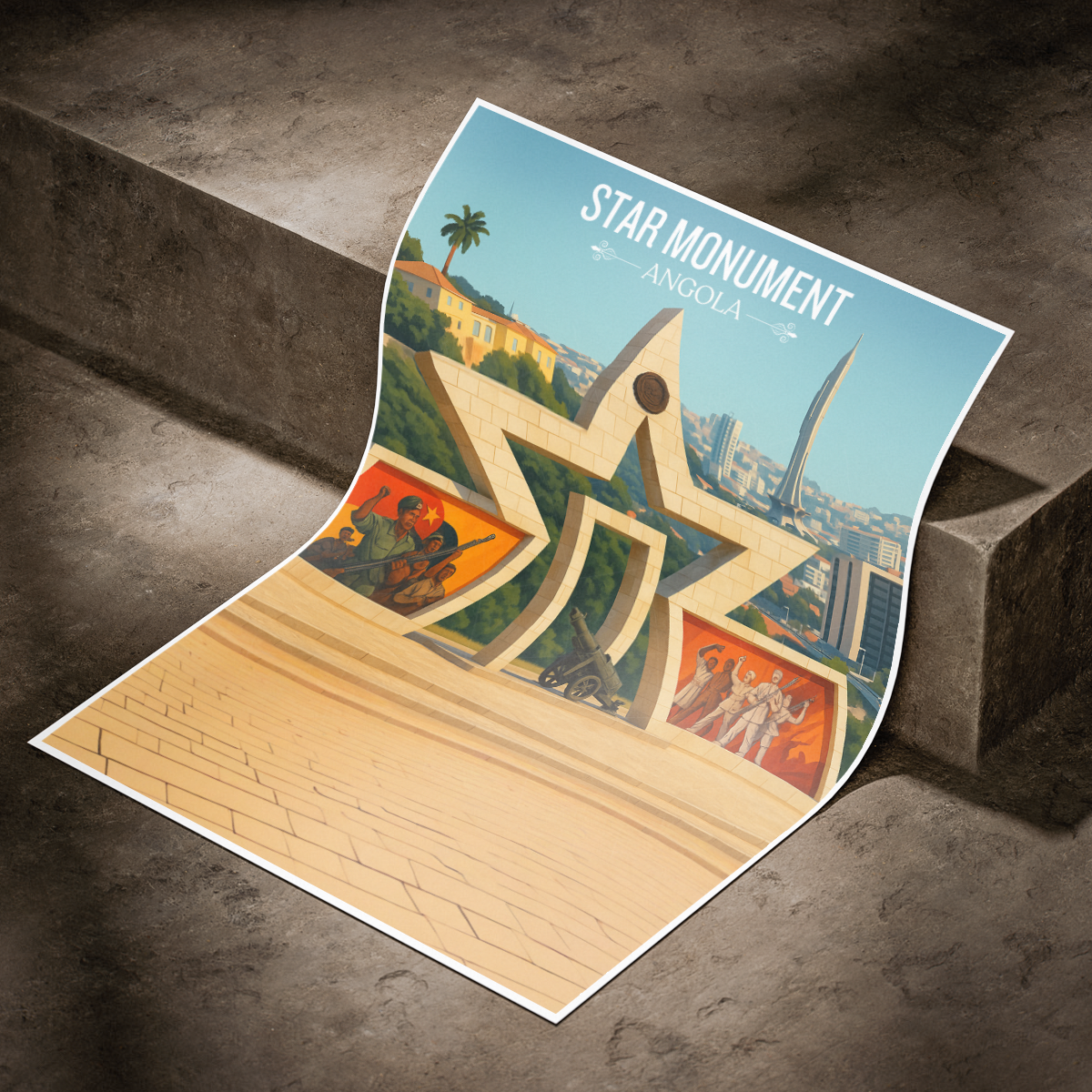 Star Monument - Angola - Travel Poster Vintage Style Wall Art Print - Art Print - Travel Art Poster