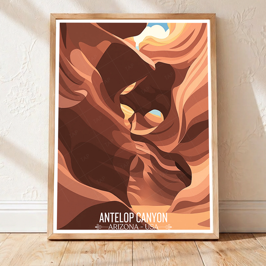 Antelop Canyon - Arizona USA - Travel Wall Art Deco Poster Print | Modern Style - Art Print - Travel Art Poster