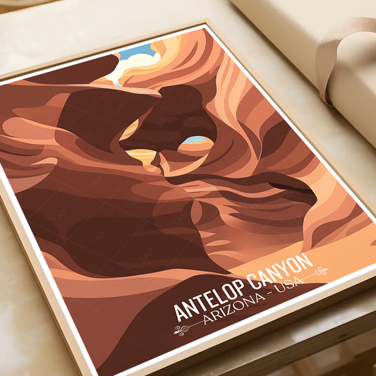 Antelop Canyon - Arizona USA - Travel Wall Art Deco Poster Print | Modern Style - Art Print - Travel Art Poster