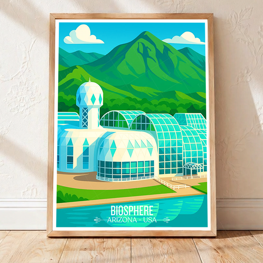 Biosphere - Arizona - USA - Travel Wall Art Deco Poster Print | Modern Style - Art Print - Travel Art Poster