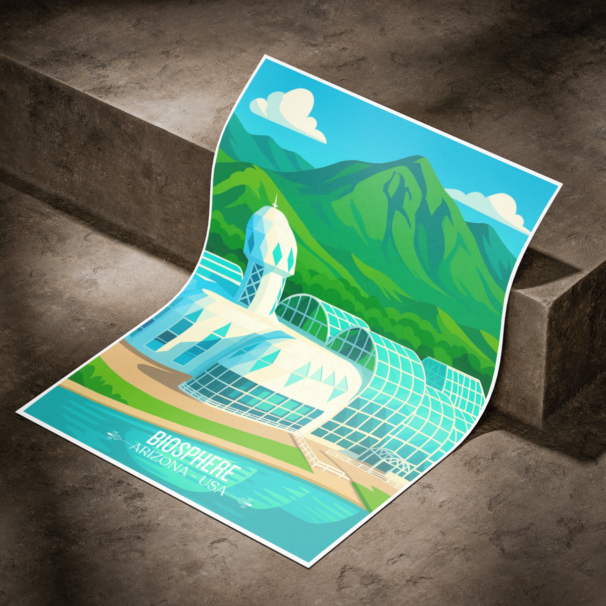 Biosphere - Arizona - USA - Travel Wall Art Deco Poster Print | Modern Style